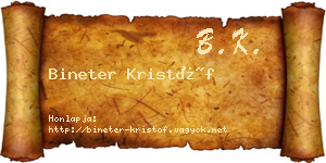 Bineter Kristóf névjegykártya